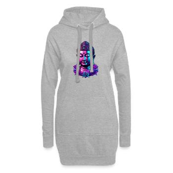 Neon Buddha Blüten Aura - Hoodie-Kleid - Grau meliert - Vorne