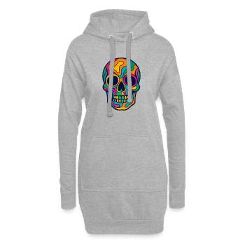 Crâne multicolore Halloween - Sweat-shirt à capuche long Femme - gris chiné - Devant