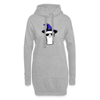 Lama Cool Hexenhut Sonnenbrille Halloween Alpaka - Hoodie-Kleid - Grau meliert - Vorne