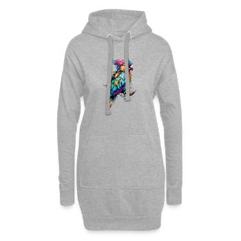 Bunter Papagei Farbfeuer - Hoodie-Kleid - Grau meliert - Vorne
