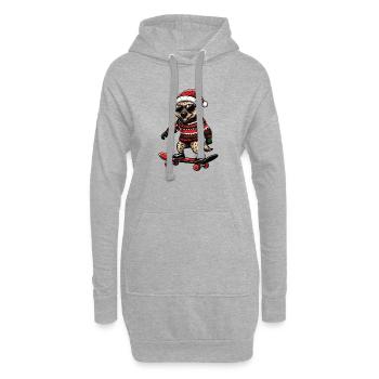 Hyène Noël drôle - Sweat-shirt à capuche long Femme - gris chiné - Devant