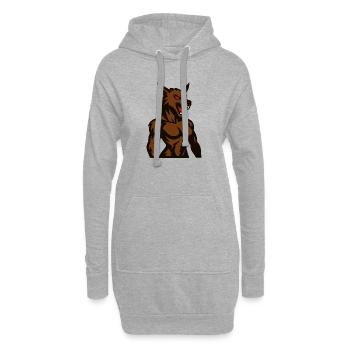 Wütender Braunwolf Maskottchen - Hoodie-Kleid - Grau meliert - Vorne