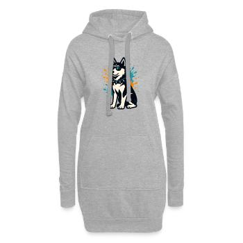 Husky sibérien en graffiti à la bombe avec des lunettes de soleil - Sweat-shirt à capuche long Femme - gris chiné - Devant