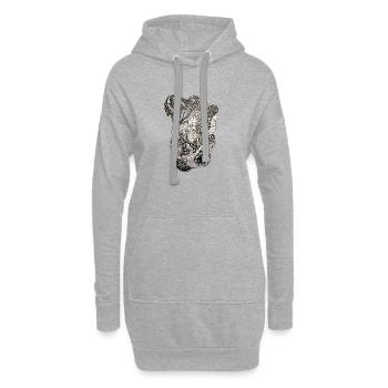 Linear flower tendrils - Hoodie Dress - heather grey - Front