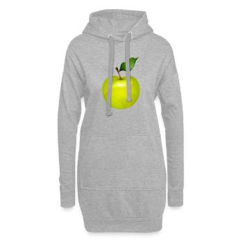 Leuchtend grüner Apfel mit Blatt – Food Art - Hoodie-Kleid - Grau meliert - Vorne