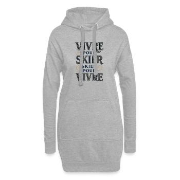 Vivre pour skier, skier pour vivre - Sweat-shirt à capuche long Femme - gris chiné - Devant
