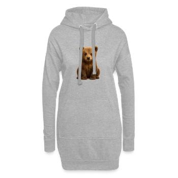 Babybär im weichen braunen Fell - Hoodie-Kleid - Grau meliert - Vorne
