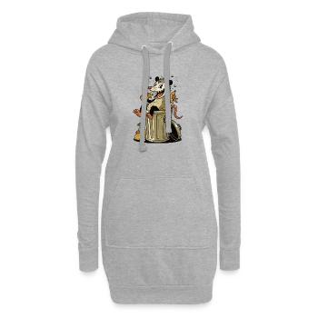 Fête pizza vintage d’opossum - Dessin animé poubelle - Sweat-shirt à capuche long Femme - gris chiné - Devant