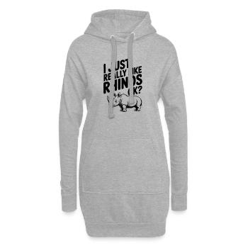 Ich mag Nashörner einfach wirklich, okay? - Hoodie-Kleid - Grau meliert - Vorne