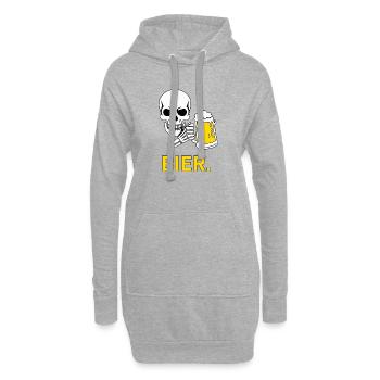 BIÈRE. – Motif de crâne et chope de bière après le travail - Sweat-shirt à capuche long Femme - gris chiné - Devant