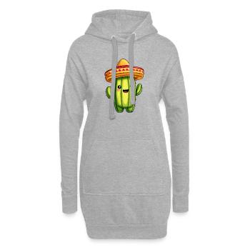 Cactus avec sombrero – cactus kawaii - Sweat-shirt à capuche long Femme - gris chiné - Devant