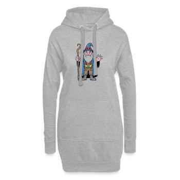 Magicien Cosmique au Chapeau étoilé - Sweat-shirt à capuche long Femme - gris chiné - Devant