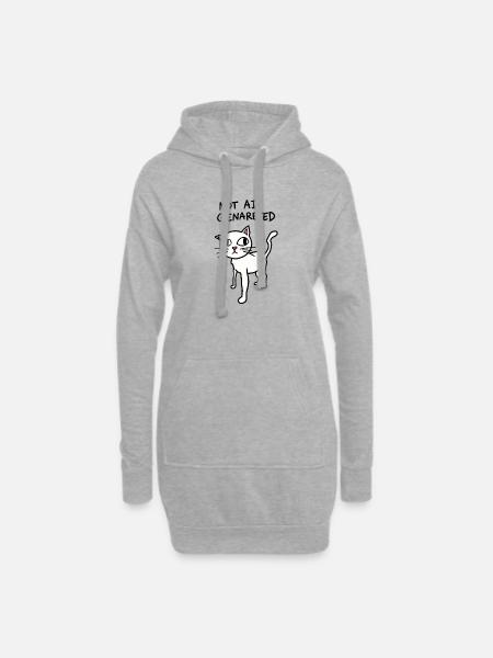 Not AI Generated - Weird Cat Meme - AI satire - Hoodie Dress - heather grey