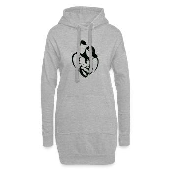 Familiensilhouette liebt den Mittelfinger - Hoodie-Kleid - Grau meliert - Vorne