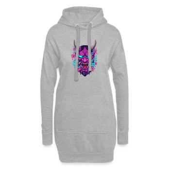 Masque Démon Néon Floral - Sweat-shirt à capuche long Femme - gris chiné - Devant