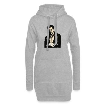 Man Ray Rebellenporträt in Leder - Hoodie-Kleid - Grau meliert - Vorne