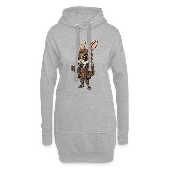 Lapin Explorateur Steampunk Boussole Rétro - Sweat-shirt à capuche long Femme - gris chiné - Devant