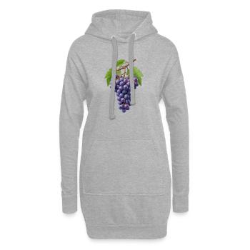 Dunkelviolette Traubentraube - Hoodie-Kleid - Grau meliert - Vorne