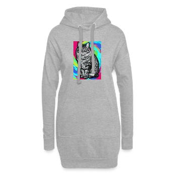 Katze - Hoodie-Kleid - Grau meliert - Vorne