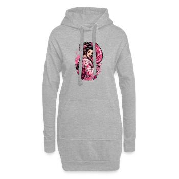 Geisha Kirschblüten Kimono - Hoodie-Kleid - Grau meliert - Vorne