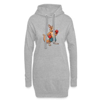 Känguru Boxer Cartoon - Hoodie-Kleid - Grau meliert - Vorne