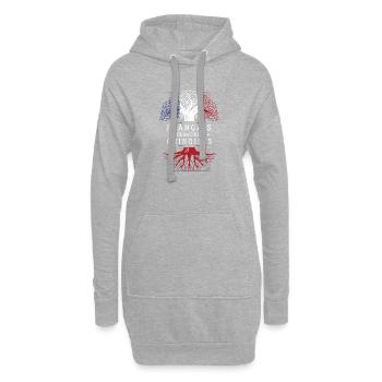 Francais De Racines Chinoises T-Shirt Cadeau Hu... - Sweat-shirt à capuche long Femme - gris chiné - Devant