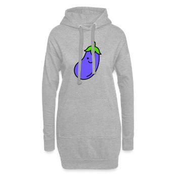 aubergine - Sweat-shirt à capuche long Femme - gris chiné - Devant