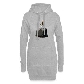 Épée dans le Rocher Excalibur - Sweat-shirt à capuche long Femme - gris chiné - Devant