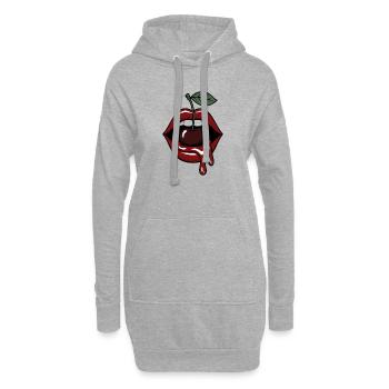 Edgy Cherry Lips Tattoo-Stil Streetwear-Grafik - Hoodie-Kleid - Grau meliert - Vorne