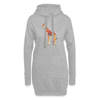 Motif vibrant des couleurs de girafes - Sweat-shirt à capuche long Femme - gris chiné - Devant