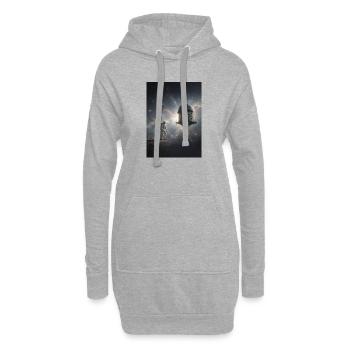 Astronaut und Raumobservatorium im All - Hoodie-Kleid - Grau meliert - Vorne