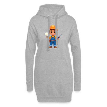 Petit électricien avec tournevis et lampe - Sweat-shirt à capuche long Femme - gris chiné - Devant