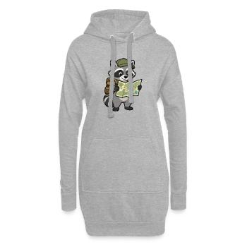 Raton laveur errant avec carte - Sweat-shirt à capuche long Femme - gris chiné - Devant