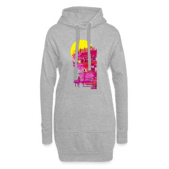 Neon-Lifeguard Turm am Sonnenuntergang - Hoodie-Kleid - Grau meliert - Vorne