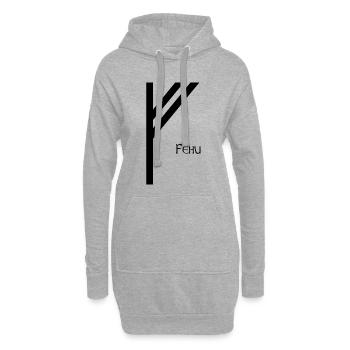 Rune Fehu avec Nom Noir – Viking Futhark - Sweat-shirt à capuche long Femme - gris chiné - Devant