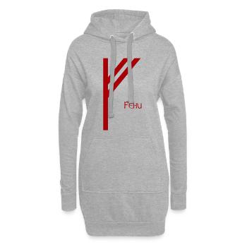 Rune Fehu nommée Rouge – Viking Futhark Norse - Sweat-shirt à capuche long Femme - gris chiné - Devant