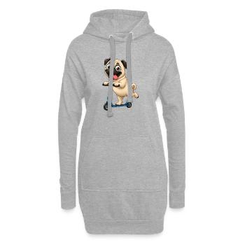 Carlin, trottinette, trottinette, dessin animé drôle - Sweat-shirt à capuche long Femme - gris chiné - Devant
