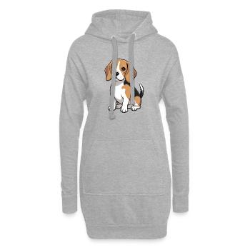 Amoureux des chiens petits beagle - Sweat-shirt à capuche long Femme - gris chiné - Devant