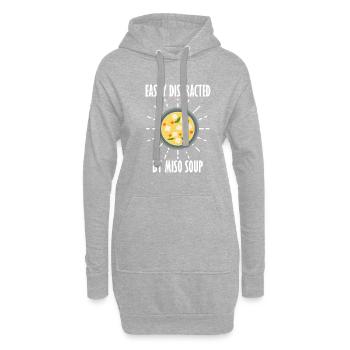 Facilement distrait par la soupe miso ramen - Sweat-shirt à capuche long Femme - gris chiné - Devant