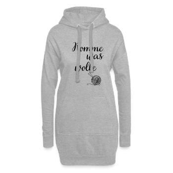 Komme was Stricken Hobby wolle Handarbeit Geschenk - Hoodie-Kleid - Grau meliert - Vorne