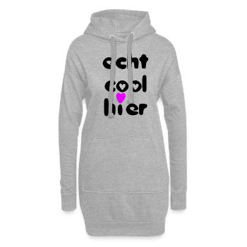 echt cool hier herz schwarz pink - Hoodie-Kleid - Grau meliert - Vorne