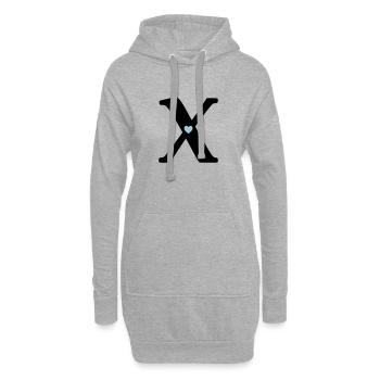 Buchstabe X Anfangsbuchstabe - Hoodie-Kleid - Grau meliert - Vorne