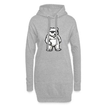 Ours polaire Bande dessinée cool - Sweat-shirt à capuche long Femme - gris chiné - Devant