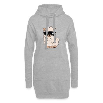 Alpaga lama drôle - Sweat-shirt à capuche long Femme - gris chiné - Devant