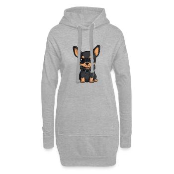 Pinscher Hund Lustig - Hoodie-Kleid - Grau meliert - Vorne