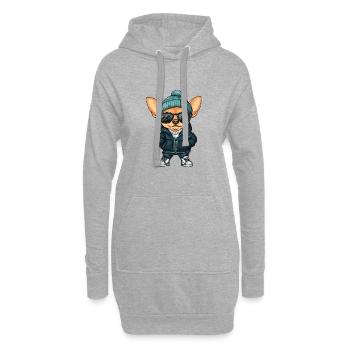 Chihuahua chien bande dessinée cool - Sweat-shirt à capuche long Femme - gris chiné - Devant
