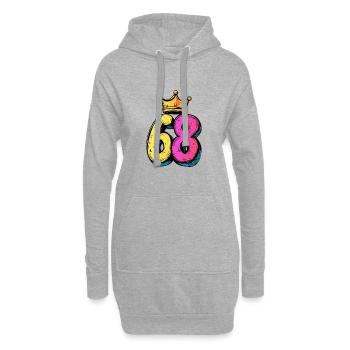 68 Nombre Couronne - Sweat-shirt à capuche long Femme - gris chiné - Devant