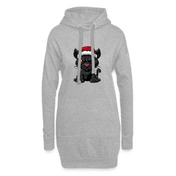 Panther Weihnachten - Hoodie-Kleid - Grau meliert - Vorne
