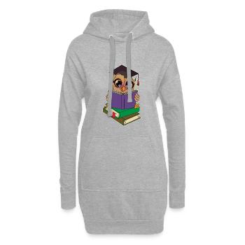 Lese Eule mit Büchern - Hoodie-Kleid - Grau meliert - Vorne
