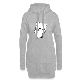 Chaton chibi kawaii - Sweat-shirt à capuche long Femme - gris chiné - Devant